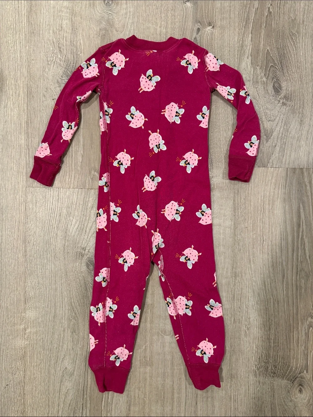 Hanna Andersson Berry Pink fairy Print One-Piece Pajama